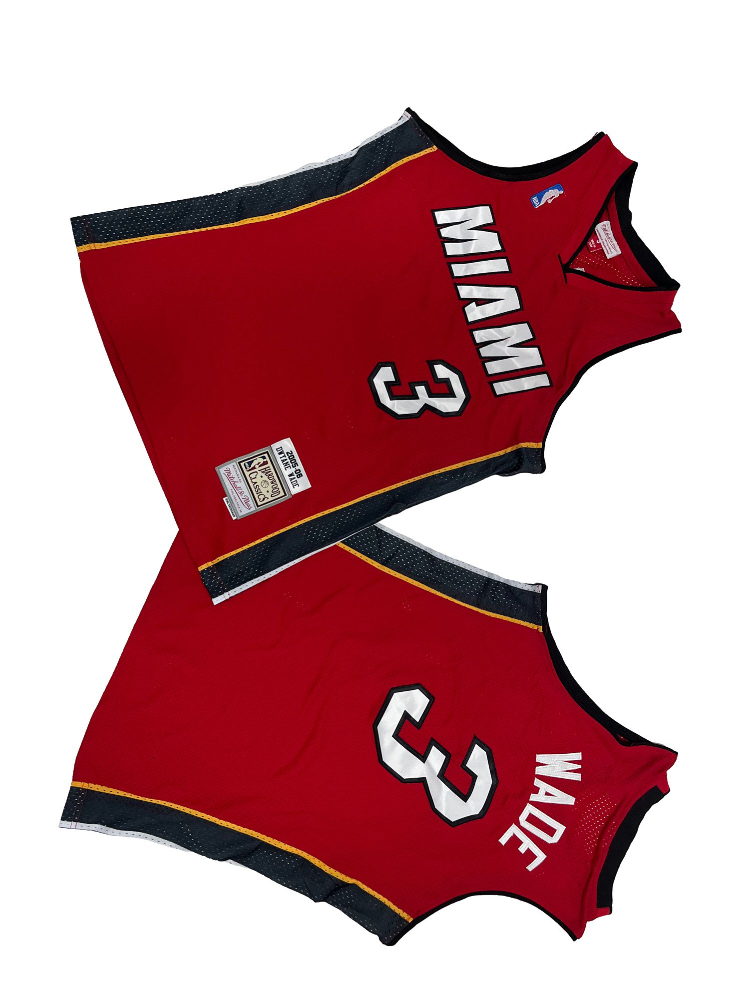Men Miami Heat #3 Wade Red Throwback NBA Jersey